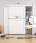 Two Door Heavy Duty Aluminum Sliding Closet Door Hardware Kit With Finger Pulls, Supports Up To One Hundred Fifty Pounds Per Panel, Fits Door Thickness One Three Eighths Or One Three Quarters Inches, Track Length Cut To Fit For Custom Openings installed on white closet.