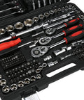 Pro Grade 215 Piece Ratchet Wrench Set With Sockets Kit Multi Drive For Auto Repair And Home Maintenance Chrome Vanadium Steel