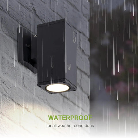 No Brainer Dusk To Dawn Outdoor Wall Light Fixture 9W LED 1000 LM Bronze Cylinder Up Down Waterproof Sconce in rain