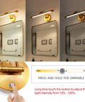 Dimmable Brass Vanity Light Over Mirror 16 Inch Plug In Rotatable Wall Sconce 8W Modern Farmhouse Bath Light With Multi Color Temperature