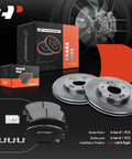 Image of Beef Up Braking With 11.02 Inch Front Vented Disc Brake Rotors And Ceramic Pads Kit including rotors and pads for Hyundai Elantra and Kia Forte.