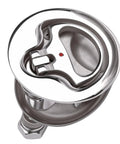 Close-up of Fabater boat cam latch in 316 stainless steel, adjustable 1.25–2.75 in, flush mount with back plate and red dot indicator.
