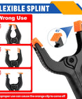 Ten-pack 6-inch black plastic spring clamps with orange tips for crafts, photography, and backdrop setups.