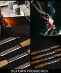 Straight Draw Knife For Wood Carving Featuring Hella Comfy Solid Oak Handles Coated In Natural Linseed Oil Built Tough To Slice Smoothly Through Hardwood Making Your DIY Projects A Real Cinch, showcasing the production process.