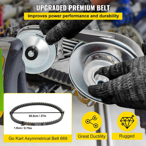Heavy Duty Mean Machine Torque Converter For 4 To 7 Horsepower Go Kart Clutch showing upgraded belt and pulleys for performance.
