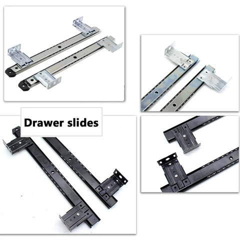 Two Pack 350mm Telescopic Keyboard Tray Guides With Height Adjustable Steel Rails In Black And Silver Heavy Duty Ball Bearing Sliding Runners Smooth Quiet Glide 40kg Capacity Badass Durability For Your Desk Always drawer slides