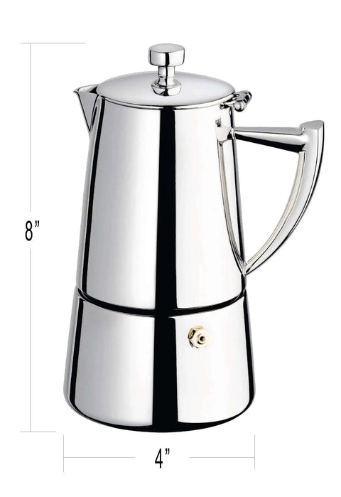 Stainless Steel Stovetop Espresso Maker For 6 Cups Easy To Clean Moka Pot With Heat Resistant Non Reactive Design Barista Grade Brew