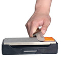 Using Angle Pyramid Whetstone Knife Sharpener Two Pack With Four Universal Angles 14 17 20 25 Degrees Magnetic Orange And Black Guides