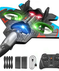 V32 Foam Remote Control Airplane with Light 360 Degree Flip Fighter Jet for Kids and Adults RC Plane Stunt Rolls Gravity Sensing