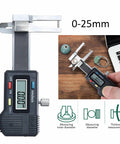Stainless Steel Digital Caliper 0 To 25mm With 0.03mm Accuracy, 1.5V Battery, Smart Electronic Display, measuring ring thickness.
