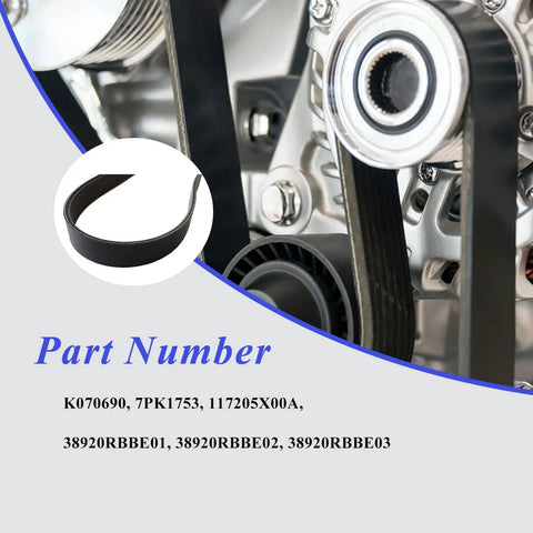 Heavy Duty Auceramic Serpentine Drive Belt Fits Honda CR-V 2.4L and Acura Tsx 2004 2009 shown with engine components.