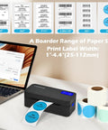 Bluetooth Thermal Label Printer For Mac Windows And Mobile Devices, Wireless 4X6 Shipping Label Printer For Packages displayed on desk