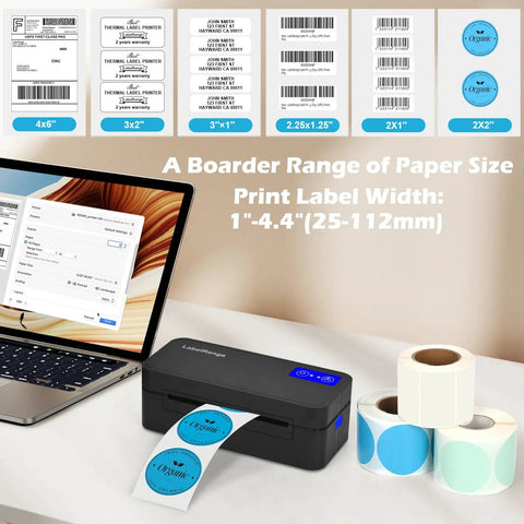 Bluetooth Thermal Label Printer For Mac Windows And Mobile Devices, Wireless 4X6 Shipping Label Printer For Packages displayed on desk