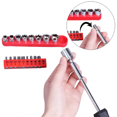 Hand holding socket wrench from 148 Piece Automotive And Household Tool Set For DIY Enthusiasts And Car Lovers Durable Heat Treated Tools