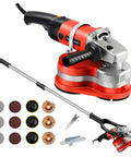 Heavy Duty Electric Wall Planer And Angle Grinder Featuring A Rugged 3000W Motor With Long Extension Rod, Six Variable Speeds For Crushing Concrete Milling And Surface Buffing, Total Game Changer For Pro Smooth Finishes with accessories.