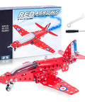 Hands On Airplane Model Kit For Kids And Teens 201 Piece Build Your Own Aircraft Toy STEM Educational Project For Ages 8 12 Clear Manual Gift For Boys And Girls Red showing assembled red plane and box with tools