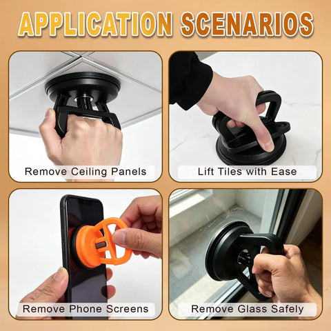 Application scenarios of Dent Puller Kit 3 Pack With One Large Black Suction Cup And Two Small Orange Cups for versatile material handling.