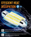Xenon White LED Car Interior Bulbs 570 Lumens Each, 3.8W, 6500K, Pack of 2, aluminum alloy, efficient heat dissipation