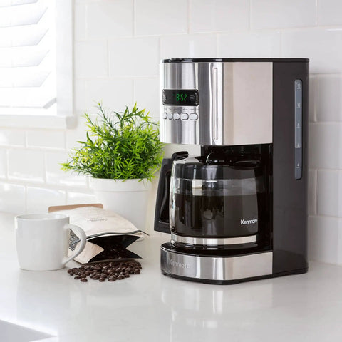 Programmable Drip Coffee Maker With Glass Carafe 12 Cup Capacity Regular And Bold Brew Auto Shut Off Large Water Reservoir Reusable Filter