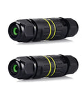 IP68 Outdoor Junction Box 2-Way 2-Pin Waterproof Cable Connector For 3.5-7mm Wires M16 PA66 Housing Dual Pack Black close-up