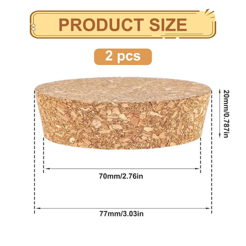 Two Pack Tapered Cork Lids For Wine Jars And Glass Bottles Easy Seal Cork Bottle Stoppers 3 X 2.76 X 0.78 Inch Cork Plugs