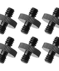 Built Like A Tank Aluminum Alloy 1/4 Inch Male To Male Threaded Tripod Screw Adapter Double Head Stud For Cage Rig Light Stand Monopod Mount Converter 6 Pack Black