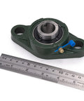 Two Pack UCFL205-14 Pillow Block Bearing Set With 0.875 Inch Bore, Flange Mounted, Chrome Steel on ruler measurement