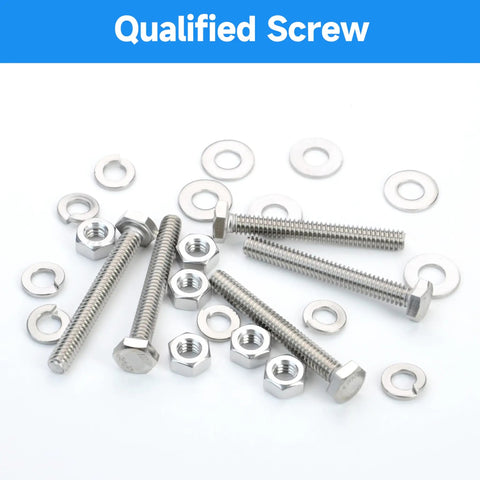 12 Sets 1/4-20 Hex Head Screws Bolts And Nuts Kit With 1/4-20 Bolts Nuts Flat And Lock Washers Fully Threaded 304 Stainless Steel