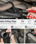 Exhaust Pipe Cutter For Three Quarters To Three And A Quarter Inch Tubing, One-Handed Chain Tailpipe Cutter For On-Vehicle Repairs, Heavy-Duty Cutting Tool For Mufflers, PVC And Copper Pipes In Tight Or Cramped Spaces on exhaust pipe