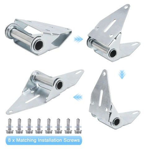 Bad Ass 2 Pack Number One Garage Door Hinges Heavy Duty 14 Gauge Galvanized Steel with 8 screws for garage door replacement.