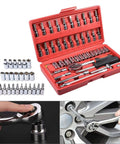 12 Piece Flexible Head Ratchet Spanner Set For Auto And Home Repairs Pro Grade Workhorse Heavy Duty Hand Tools Torque Socket Wrenches. Red case with socket and wrench tools, rust-resistant finish, chrome vanadium steel.