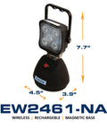 Magnetic Flood Five 3W LED Work Lamp 12V 650 Raw Lumens With Rechargeable Lithium Battery showing dimensions