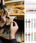 Pro Grade 1.49 Inch Precision Tungsten Carbide Micro Drill Bit kit for jewelry making, showing various sizes and uses