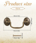 Dimensions of 4 Pcs Antique Bronze Drop Bail Drawer Pulls Vintage Vibes For Cabinets Closets And Furniture with screws