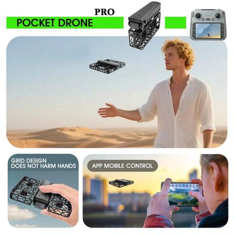 Man controlling Ultra Foldable Drone With Optical Flow Positioning And 720P HD Camera Six Channel Flight Stability Gyro Based Stabilization For Smooth Hover Ultra Portable Design Includes Three Batteries For Grab And Go Aerial Fun in desert.