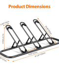 Bike Floor Storage Rack For Garage And Outdoor Parking, Sturdy Steel Stand With 3 Slot Wheel Holders dimensions view