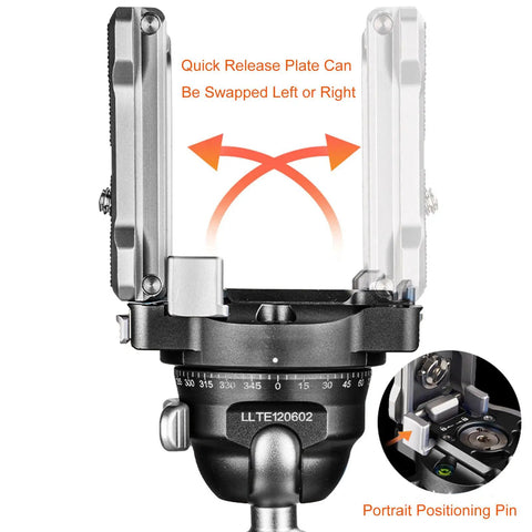Auto Locking Quick Release Plate With Universal Tripod Base for Sliders and Vertical Filming, rock-solid stability, QF 60 black.