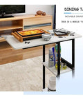 C Shaped Bedside Table With Heavy Duty Wheels And Locks Height Adjustable Laptop Workstation Sofa Snack Tray Overbed Cart For Bedroom Living Room Couch Straight Up Game Changer with a dining tray