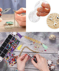 All In One Jewelry Making Kit With 1314 Open Jump Rings And 40 Lobster Clasps Pliers Tweezers Jump Ring Tool Opener And 10 Black Waxed Necklace Cords 22 Inches In Gold And Silver For Diy Necklace Repair And Craft Projects with tools and accessories on table.