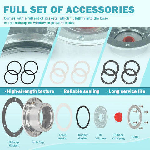 Full set of accessories for Trailer Hub Caps 4 Pack Aluminum Hubcaps For Trailer Axle With Rubber Plugs And Gaskets Replacement For Stemco 3434009