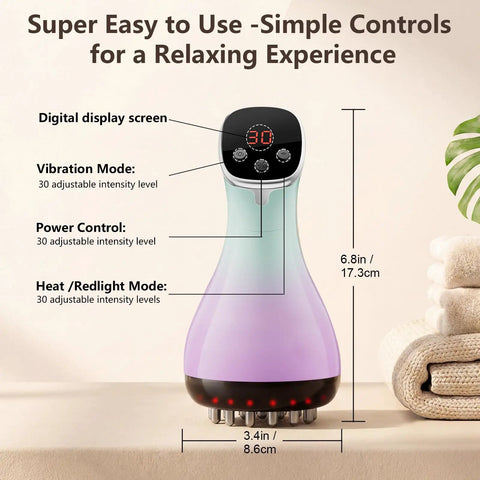 4 In 1 Lymphatic Drainage Massager with digital display and adjustable controls for heat, red light, vibration, microcurrent.