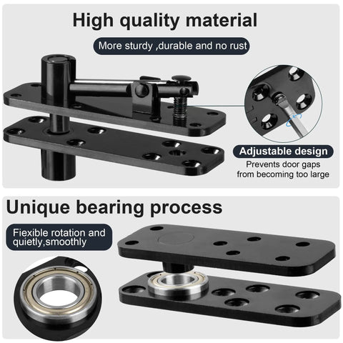 Heavy Duty Hidden Door Pivot Hinge For Cabinets And Secret Doors With 570 Lb Load Bearing Thickened Solid Alloy Steel Construction Built To Last Fits 1.57 To 10 Inch Door Thickness 5.12 Inch Long And 1.5 Inch Wide Keeps Doors From Sagging, black adjustable hinge