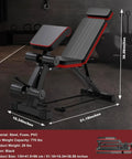 4 In 1 Adjustable Weight Bench With Leg Extension Foldable Incline Decline Bench Press Roman Chair And Preacher Curl Station Beefy 770 Lbs Capacity Full Body Home Gym Strength Training Equipment, black steel 130x41.5x98 cm, side view