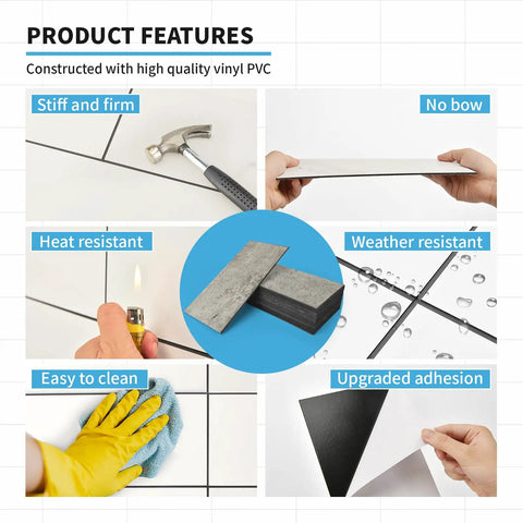 Product features of Dark Slate Peel And Stick Backsplash Kit For Kitchen And Bath Large 5.9in x 11.8in Self Adhesive Subway Tiles
