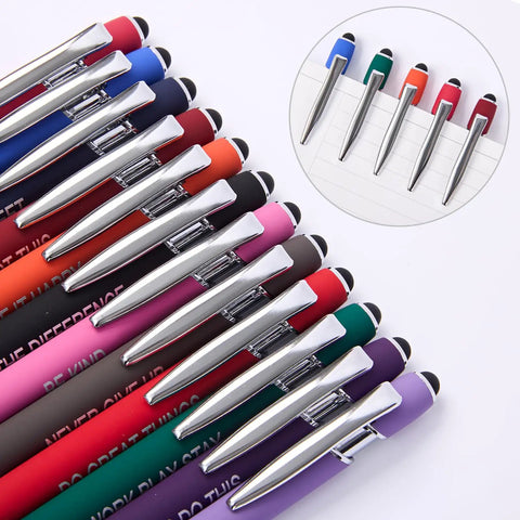 12 Color Pens Set With Motivational Quotes For Inspiration Fine Point Smooth Writing Touchscreen Stylus Compatible Multi Color Ink