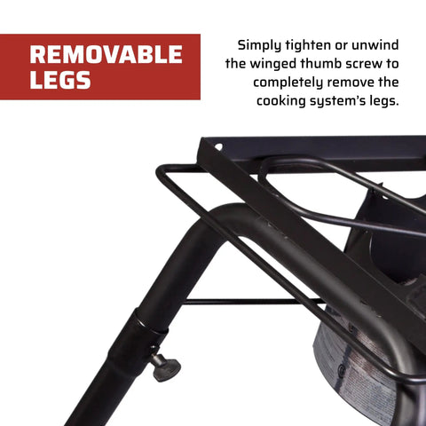 Pro 30 Single Burner Grab-and-Go Outdoor Stove with removable legs and cast aluminum burner detail