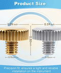 16 Piece Lyre Holder Screw Set For Saxophone Trumpet And Tuba showing gold and silver screws with dimensions for secure fitting.