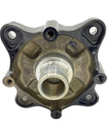 Heavy Duty Rear Wheel Hub With Black Machined Finish For Ranger Utility Models Exact Oem Fit viewed from the back with mounting holes.