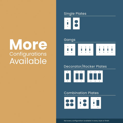 Unfinished Birch Wood Square 1-Gang Wall Plate 6-Pack Outlet Covers For Duplex Outlets, showing various configurations
