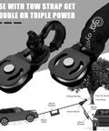 Beefy Snatch Block For Winch Recovery, 6 Ton Capacity, 13,000 Lbs Towing Pulley Block, Compact Offroad Accessory For Jeep, Truck, UTV, ATV, Black Steel, with tow strap and winch setup diagram
